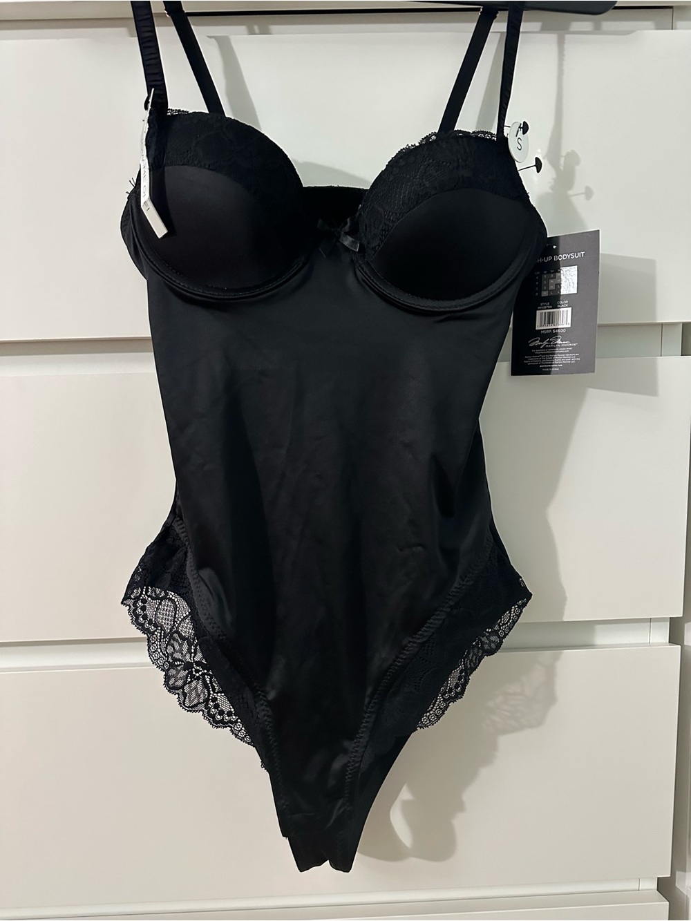 Marilyn Monroe Black Lace-Trim Bodysuit Shapewear